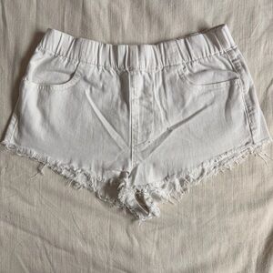 Forever 21 White Frayed Jean Shorts